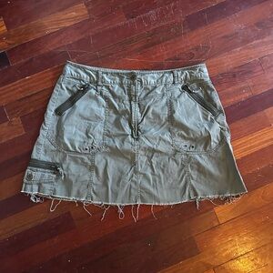Olive Mini Skirt with Zipper Details